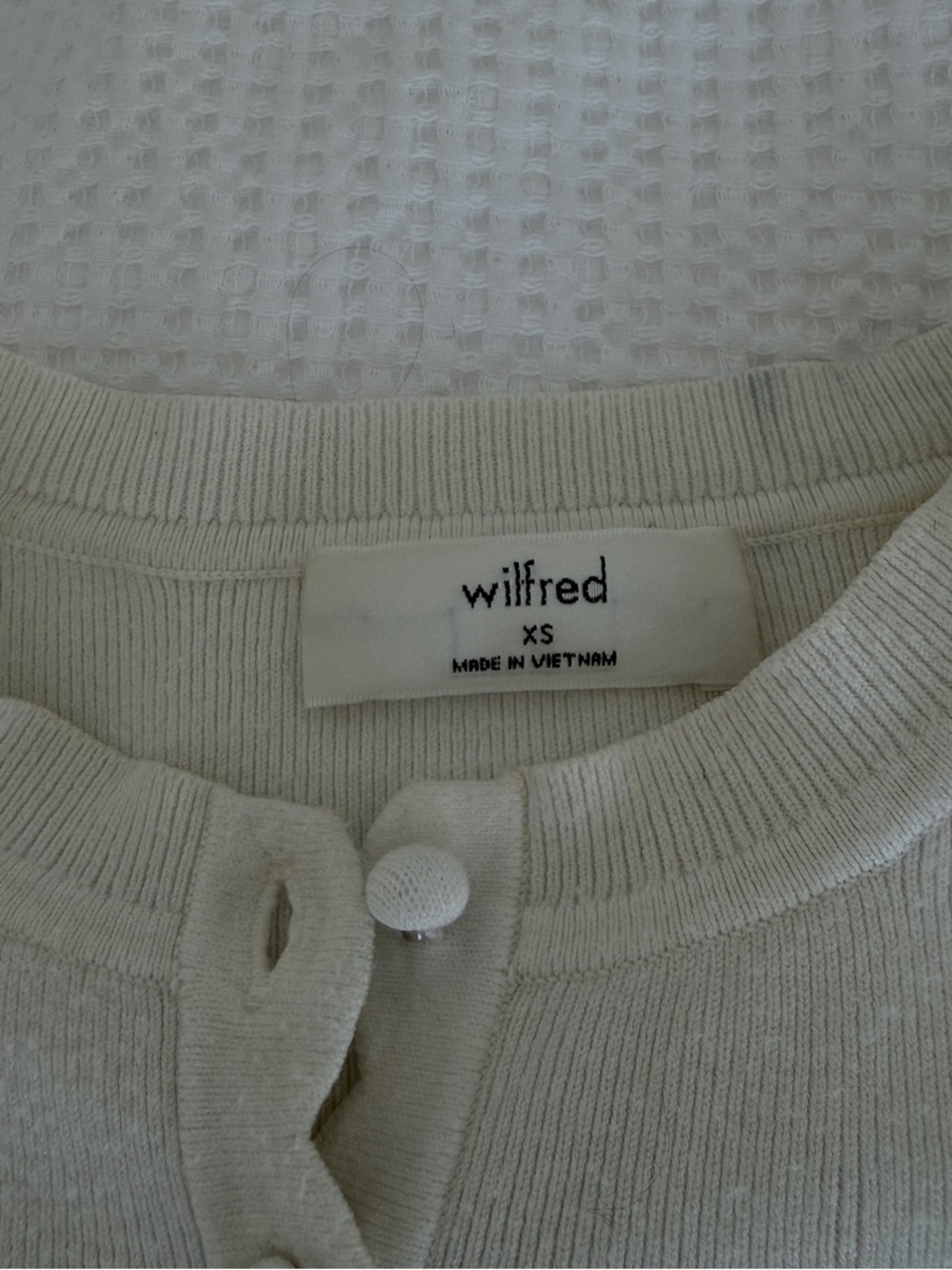 Wilfred Cream Button-Front Knit Sweater - Picture 2 of 3